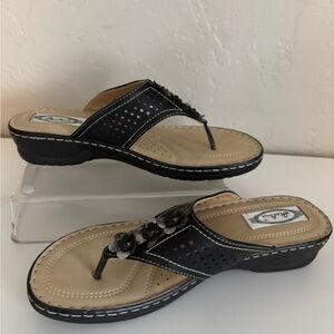 Italina Black  Wedge Sandals Womens 10.5-11